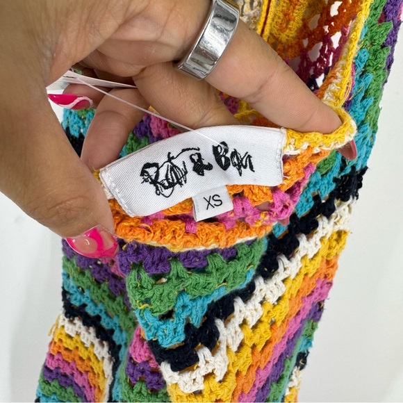 Rat & Boa Inferno Rainbow Crochet Halter Mini Dress - Picture 4 of 5